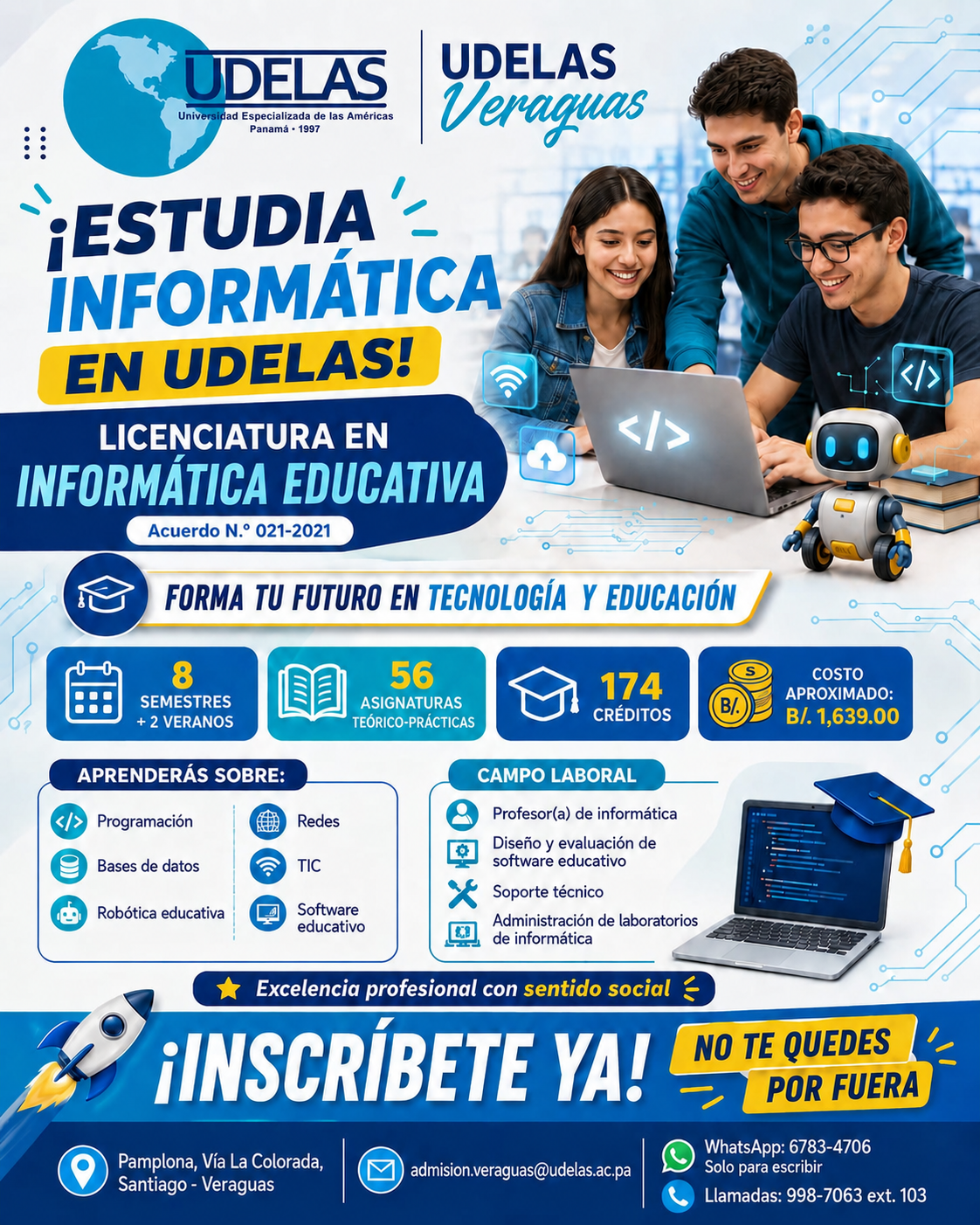 Banner promocional de la Licenciatura en Informática Educativa de UDELAS Veraguas